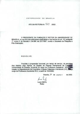 Ato da Reitoria nº 0423/2002