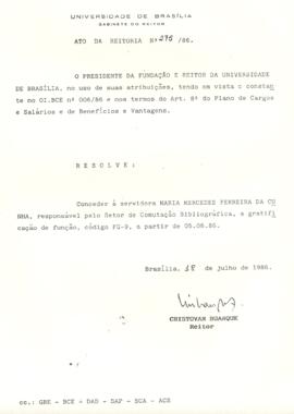 Ato da Reitoria nº 0275/1986