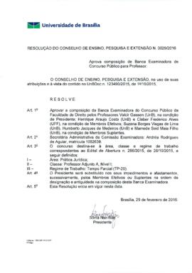 Resolução do Conselho de Ensino, Pesquisa e Extensão nº 0029/2016