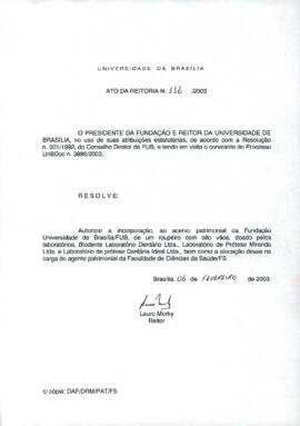 Ato da Reitoria nº 0116/2003