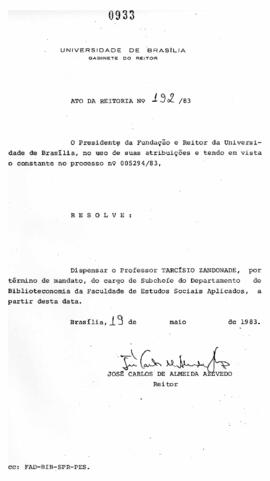 Ato da Reitoria nº 0192/1983