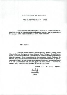 Ato da Reitoria nº 0826/2002