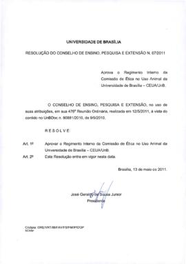 Resolução do Conselho de Ensino, Pesquisa e Extensão nº 0067/2011