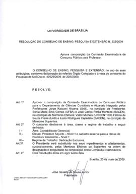 Resolução do Conselho de Ensino, Pesquisa e Extensão nº 0332/2009