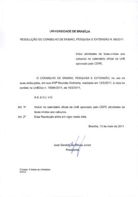 Resolução do Conselho de Ensino, Pesquisa e Extensão nº 0068/2011