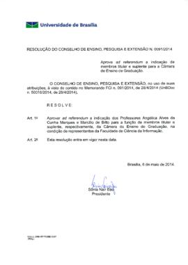 Resolução do Conselho de Ensino, Pesquisa e Extensão nº 0091/2014