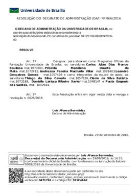 Resolução do Decanato de Administração Nº 0066/2016