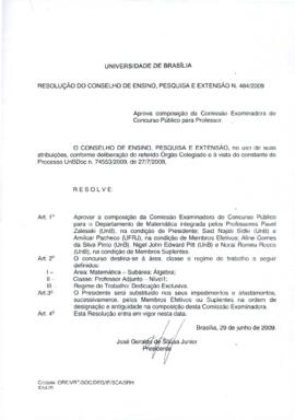 Resolução do Conselho de Ensino, Pesquisa e Extensão nº 0484/2009