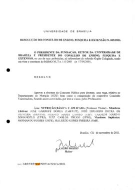 Resolução do Conselho de Ensino, Pesquisa e Extensão nº 0085/2001