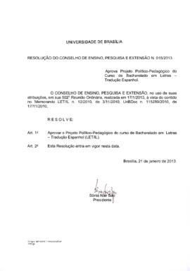 Resolução do Conselho de Ensino, Pesquisa e Extensão nº 0015/2013