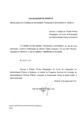 Resolução do Conselho de Ensino, Pesquisa e Extensão nº 0145/2010