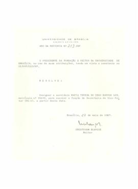 Ato da Reitoria nº 0213/1987