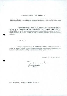 Resolução do Conselho de Ensino, Pesquisa e Extensão nº 0026/2001