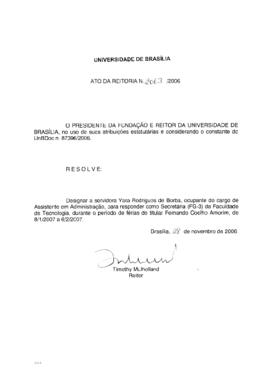 Ato da Reitoria nº 2063/2006