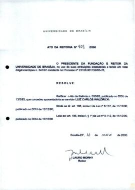 Ato da Reitoria nº 0401/2000