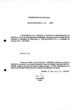 Ato da Reitoria nº 0006/2004