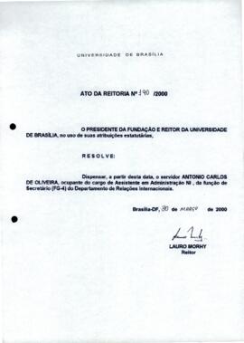 Ato da Reitoria nº 0190/2000