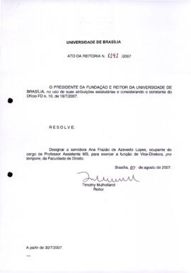 Ato da Reitoria nº 1191/2007