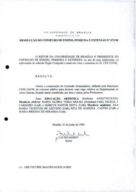 Resolução do Conselho de Ensino, Pesquisa e Extensão nº 0072/1998