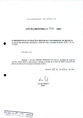 Ato da Reitoria nº 0926/2001