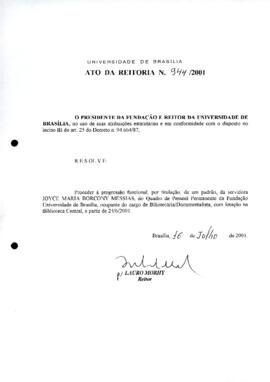 Ato da Reitoria nº 0944/2001