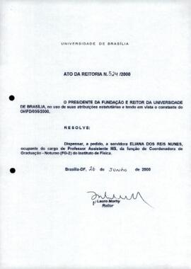 Ato da Reitoria nº 0524/2000