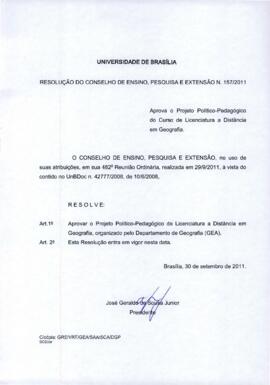 Resolução do Conselho de Ensino, Pesquisa e Extensão nº 0157/2011