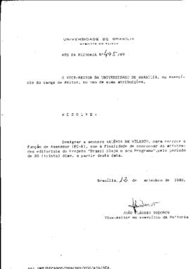 Ato da Reitoria nº 0495/1989