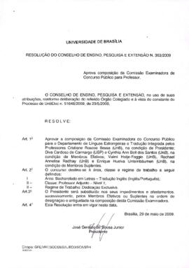 Resolução do Conselho de Ensino, Pesquisa e Extensão nº 0363/2009