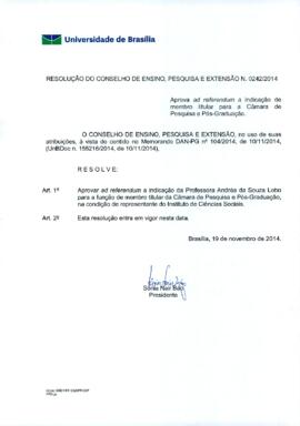 Resolução do Conselho de Ensino, Pesquisa e Extensão nº 0242/2014