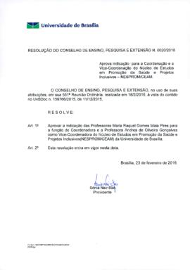 Resolução do Conselho de Ensino, Pesquisa e Extensão nº 0020/2016