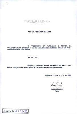 Ato da Reitoria nº 0720/1998