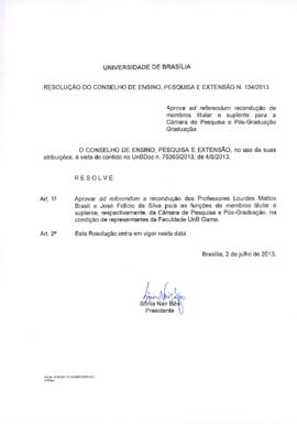 Resolução do Conselho de Ensino, Pesquisa e Extensão nº 0134/2013
