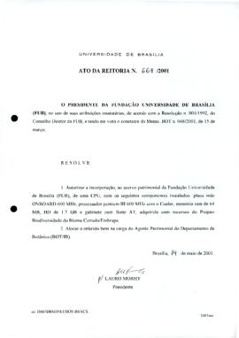 Ato da Reitoria nº 0668/2001