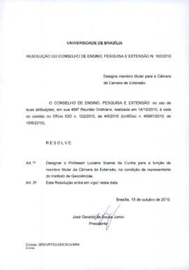 Resolução do Conselho de Ensino, Pesquisa e Extensão Nº 0183/2010