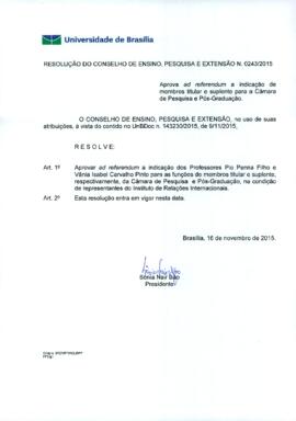 Resolução do Conselho de Ensino, Pesquisa e Extensão nº 0243/2015