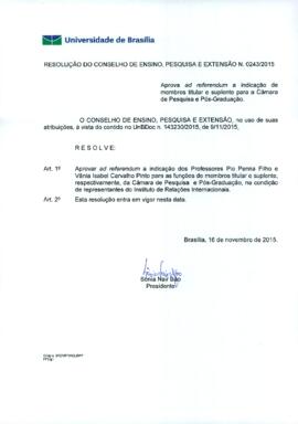 Resolução do Conselho de Ensino, Pesquisa e Extensão nº 0243/2015