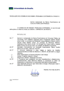 Resolução do Conselho de Ensino, Pesquisa e Extensão nº 0103/2015