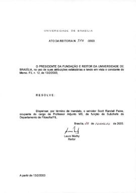 Ato da Reitoria nº 0378/2003