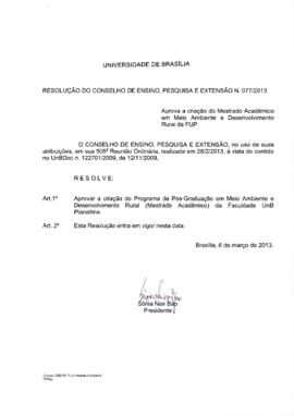 Resolução do Conselho de Ensino, Pesquisa e Extensão nº 0077/2013