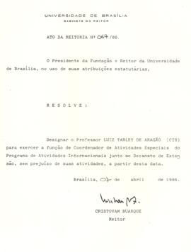 Ato da Reitoria nº 0067/1986