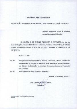 Resolução do Conselho de Ensino, Pesquisa e Extensão nº 0046/2012