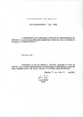 Ato da Reitoria nº 0580/2002