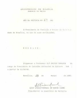 Ato da Reitoria nº 0062/1985