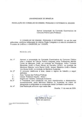 Resolução do Conselho de Ensino, Pesquisa e Extensão nº 0293/2009