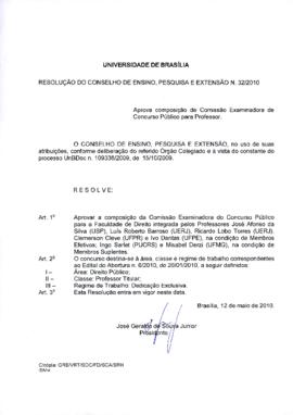 Resolução do Conselho de Ensino, Pesquisa e Extensão nº 0032/2010