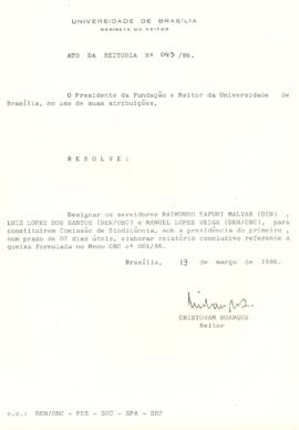 Ato da Reitoria nº 0043/1986