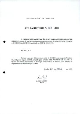 Ato da Reitoria nº 0553/2001