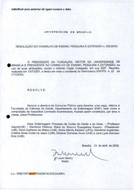 Resolução do Conselho de Ensino, Pesquisa e Extensão nº 0052/2002