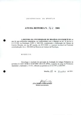 Ato da Reitoria nº 0762/2001